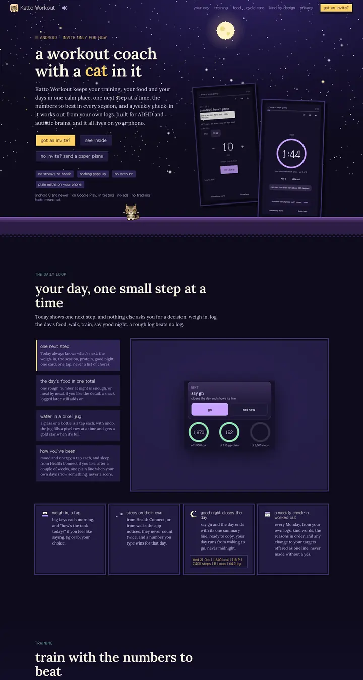 Homepage of Katto Workout