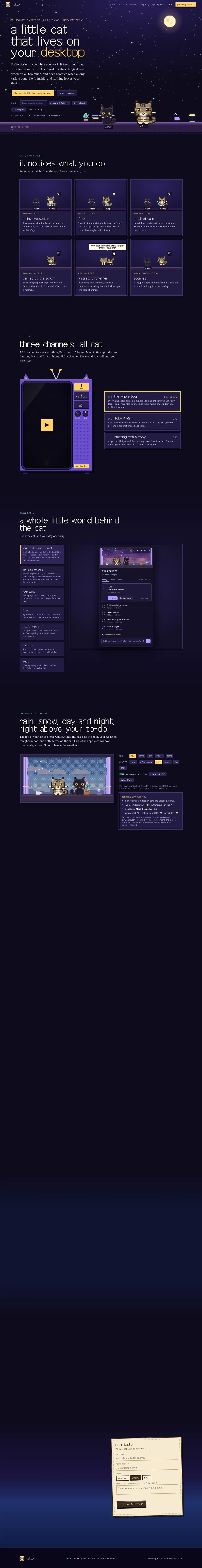 Full homepage of Katto on desktop