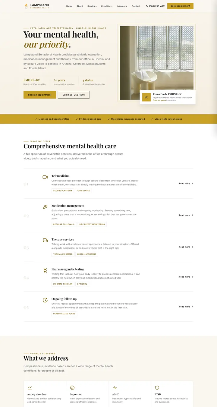 Homepage of Lampstand Behavioral Health