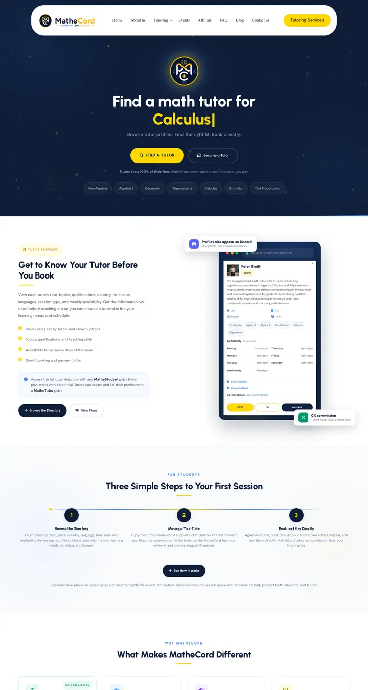 Homepage of MatheCord