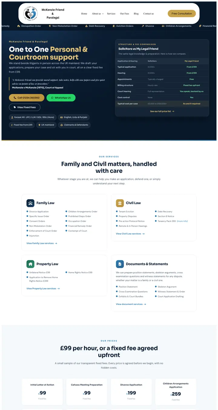Homepage of My Legal Friend