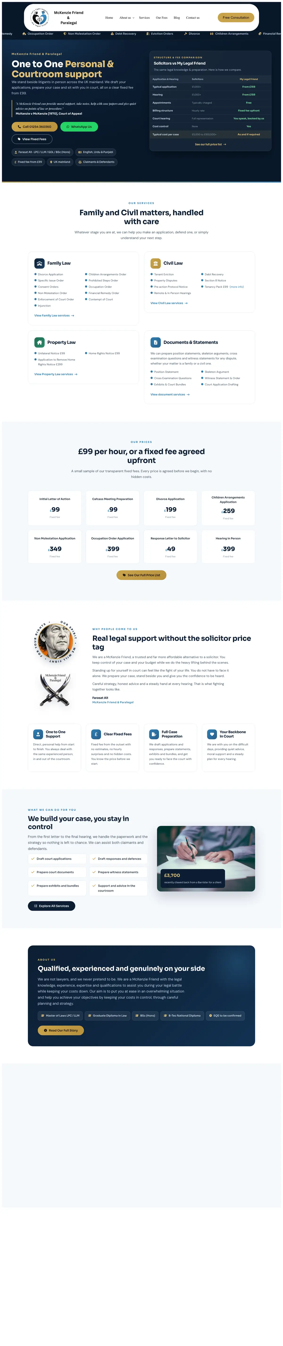 Full homepage of My Legal Friend on desktop